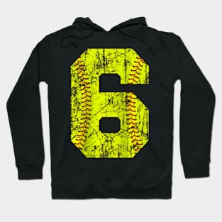 6Th Birthday Softball Girls Kids Six 6 Years Old Raglan Hoodie